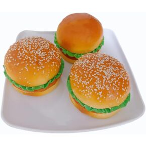 3PCS Artificial Hamburger Fake Food Bread Model Photography Prop for Home Kitchen Party Decoration