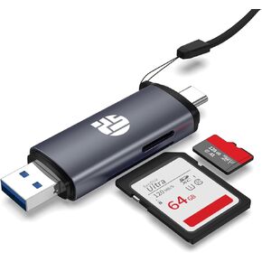 Yuanshan USB C Memory Card Reader, 3-in-1 Micro USB to USB Type-C OTG Adapter and USB 2.0 Portable Memory Card Reader for SDXC, SDHC, SD, MMC, Micro SDXC, Micro SD, Micro SDHC Card and UHS-I Cards