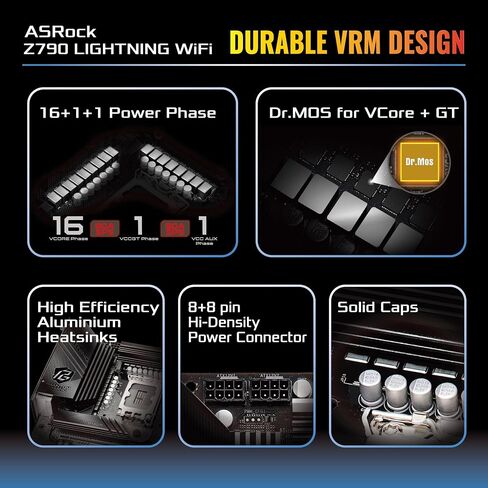 ASRock Z790 Lightning WiFi (Phantom Gaming) 14th, 13th & 12th Gen Intel® Core™ Processors (LGA1700) DDR5 Windows® 10 64-bit / 11 64-bit Motherboard in Saudi Arabia