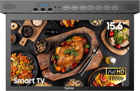 SYLVOX Kitchen TV,15.6 inch Under Cabinet TV, Televison for Kitchen, Smart TV Built-in APP Store, Support WiFi Bluetooth, 1080P Small TV for RV Camper, Bedroom, Boat in Kuwait