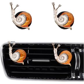 Snail Air Vent Clip Car Air Freshener 2pcs Cute Orange Snail Car Decor Car Accessories for Women Teens New Driver Refillable Car Interior Vent Aesthetic Essential Oil Diffuser