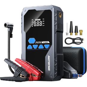 AUTOONE 4000A Jump Starter with Air Compressor (10L Gas/8.0L Diesel), 150PSI Car Battery Jumper Starter Portable, 12800mAh Jump Box Tire Inflator with LED Flashlight, LCD Display, Storage Case