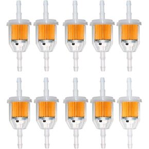 Tnisesm 10Pcs Gas Inline Fuel Filters 1/4 Inch x 5/16 Inch with magnet for Kawasaki Kohler Briggs & Stratton John Deere