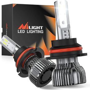 Nilight 9007 LED Bulbs, 350% Brighter, 10000LM HB5 LED High and Low Dual Beam Bulbs 6000K Cool White, Compact Size, Pack of 2