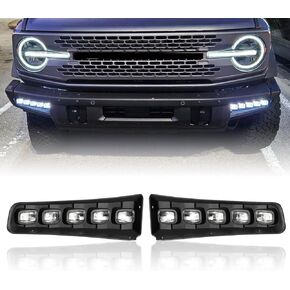 Frong Bumper Fog Light Compitable with 2021-2024 Bronco,LED Fog Light PP Material with Day Running Time and Turn Signal Lamp