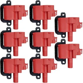 RED IGNITION COIL D580 UF192 SET OF 8 COMPATIBLE WITH CADILLAC CTS CHEVY CAMARO CORVETTE AVALANCHE 2500 EXPRESS 3500 SILVERADO 2500 3500 GMC SAVANA 3500 SIERRA 2500 5.7 6.0 7.4 8.1 V8 LS1 LS6