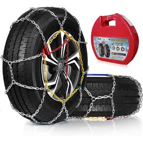 Tire Chains for Car Trucks SUV Pickup, Universal Emergency Thickening Snow Chains，Tire Width 205 215 225 235 240 245 255 275, Snow Tire Chains Set of 2 (KN130)