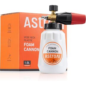 AstroAI Foam Cannon, Heavy Duty Car Foam Blaster Wide Neck Adjustable Snow Foam Lance and Thick Foam for Pressure Washer with 1/4" Quick Connector,1L Bottle & 5 Nozzles