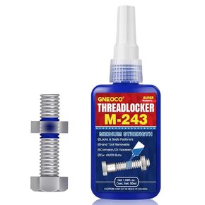ThreadLocker Blue, Thread Lock Medium Strength Lock Tight for Nuts, Bolts, Fasteners and Metals, Anaerobic Curing Metal Glue to Prevent Loosening and Corrosion (M243-50ml)