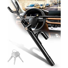 Tevlaphee Steering Wheel Lock Anti-Theft Device Security Car Lock Anti Theft Car Device Visible Car Steering Wheel Lock Antitheft Locking Devices Adjustable Car Wheel Lock for Cars with 3 Keys (Black)