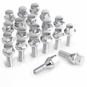 Jiiinmiiin M12x1.25 ONE-Piece Design Conical Seat Wheel Lug Bolts 20pcs ET Black Studs Set Shank Length 28mm, 19mm Hex Compatible with 2015-2022 Je/ep Renegade, 2018-2022 Compass, 2014-2022 Cherokee