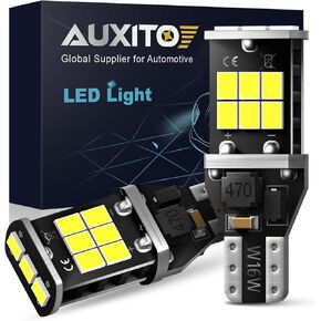 AUXITO 912 921 LED Bulb for Backup Light Reverse Lights High Power 2835 15-SMD Chipsets Error Free T15 906 922 W16W Bulbs, 6000K White (Upgraded, Pack of 2)