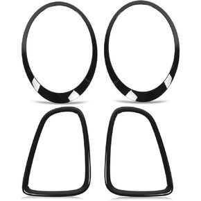 Headlight Taillight Cover Trims, 4pcs Gloss Black Headlight Taillight Surround Cover Trims Replacement for Mini R56 R57 R58 R59 S JCW 2007‑2015, Headlight Grille Surround Trim