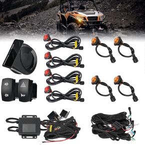 KEMIMOTO UTV Turn Signal Kit with 110D Horn, Pre-Wired, Plug and Play UTV ATV Blinker Kit with Rocker Switch, Hazard Light, Universal Street Legal Kit Compatible with Polaris, Can-Am, Kawasaki, CFMOTO