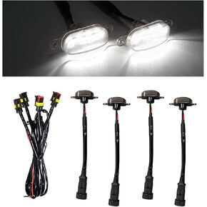 4PCS Car LED Grille Lights, Waterproof Bumper Trim Lamp Front Grill Light with Wiring Harness, LED Running Light for 2004-2019 F150 F250 F350 Raptor 2013-2018 Ram-1500 Grille (Black&White)