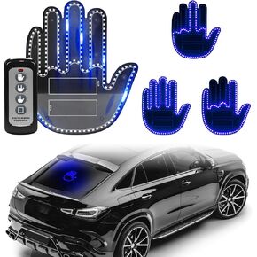 DIBMS Hand Gesture Light with Remote, Red LED Finger Funny Window Sign Light Accessories for Car Truck