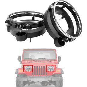 FEXON LH & RH Headlight Bulb Brackets Buckets Kit For Jeep Wrangler 1997-2006 (Left & Right) Replaces 110383 110384 2Pcs
