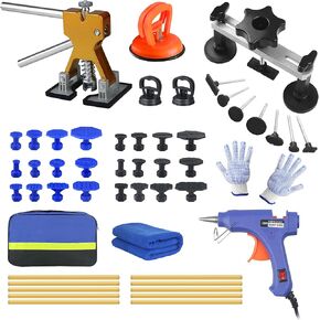 51PCS Paintless Dent Repair Tool Dent Puller Kit, Car Dent Repair Kit, Suction Cup ,Adjustable Golden Dent Remover,Bridge Puller, Dent Lifter Puller, Car Dent Removal Kit for Auto Body SUV Dings