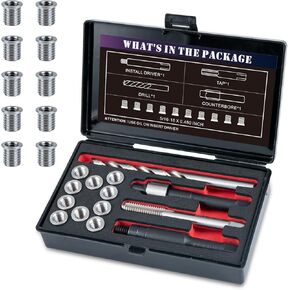 5/16-18 SAE Thread Repair Kit with Insert HSS Drill, Tap, Counterbore, Installation Driver, 10PCS Stainless Steel Insert 5/16-18X0.450 INCH
