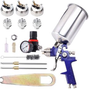 BANG4BUCK High Performance HVLP Gravity Feed Spray Gun with 1.4mm 1.7mm 2.5mm Fluid Tips, 1000cc Aluminum Cup for Auto Paint, Primer, Clear/Top Coat & Touch-Up