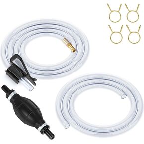 Gasoline Siphon Hose Pump， High-Flow Portable Hand Fuel Transfer Pump，Gas Siphon Pump for Water, Gasoline, Oil, Petrol, Diesel (2 Premium PVC Hoses)