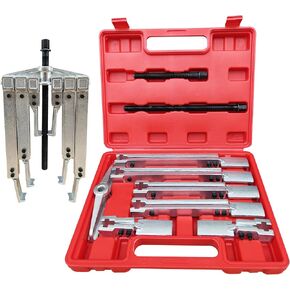 2 Jaw Gear Puller, 3 in1Bearing Flywheel Pulley Puller Set, 9-Piece Vanadium Steel Bearing Removal Tool, Widely for Repair Work On Automotive and Other Electromechanical Equipment. Red Box