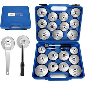 BETOOLL 23pcs Oil Filter Wrench Set, Oil Filter Socket Set with 65, 67, 72, 73, 74, 75, 76, 79, 84, 89, 91, 92, 95, 101mm, Compatible with Toyota VW BMW ‌GMC Sierra Ford Volvo