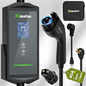 EV Charger Level 2, 16-40A 110-240V, Include J1772 to Tesla Adapter, Tesla Charger, with 26ft Charge Cable and NEMA 14-50 Plug, with Function of Adjustable Current and Reserve Charging Time