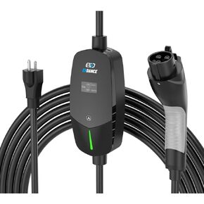 Level 1&2 EV Charger, Electric Vehicle Portable Charger with 25FT Cable, Home EV Charging Station for J1772 Electric Cars, 16Amp 110V-240V, NEMA 6-20 & NEMA 5-15 Plug