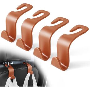 LivTee Car Seat Headrest Hook, Auto Seat Hook Hangers Storage Organizer Interior Accessories for Purse Coats Umbrellas Grocery Bags Handbag, 4-Pack