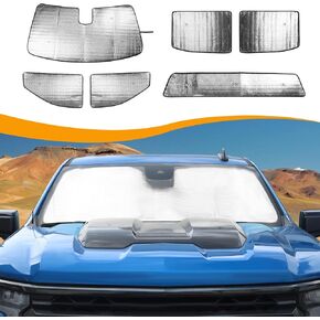 Hoolcar Windshield Sunshade Side Window Sun Shade Sunscreen Heat Insulation Rear Window Sun Visor Fit for Chevrolet Silverado Sierra GMC 2019-2024, 6PCs