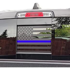 Rear Middle Window American Flag Decal for Ford F150 F250 F350 2015-2019 2020 2021 2022 2023 2024 Back Center Sliding Window Glass USA Flag Vinyl Sticker Exterior Accessories(Matte Black)