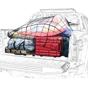 Truck Bed Net, Highly Elastic Cargo Net for Pickup Truck Bed, Stretchable Mesh Organizer for Pickup Trunk Bed, Suitable for Daily Light Loads of Trucks, 4'x4’ Stretches to 7‘x 7’