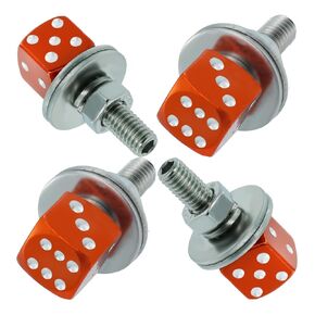Dice License Plate Screw Fasteners Aluminum Alloy Decorative Modified Motorcycle License Plate Bolt Frame Mounting Kit Cars Truck Vehicle Accessories 4 Pcs (Red)
