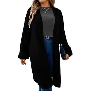 MakeMeChic Women's Plus Size Cardigan Long Sleeve Open Front Duster Cardigans Casual Knitted Sweater