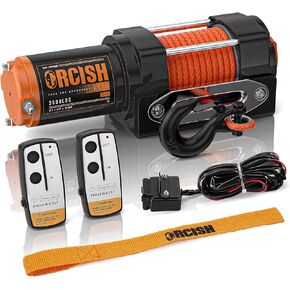 ORCISH Upgrade 3500 lb 12V DC Electric Winch, ATV/UTV Winch Kit for Towing, 1/4"×30' Synthetic Rope with Both Wireless Handheld Remote and Corded Control Recovery, Easy Assembly Winches