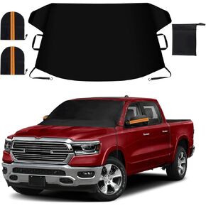 Windshield Cover for Ice and Snow, Thicken Extra Large Size Car Windshield Snow Cover with Side Mirrors Cover, Windshield Frost Cover Windproof Covers Fits Most SUVs Trucks (82.8"x 47")