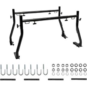 Truck Ladder Rack- 800Ibs Capacity Extendable Truck Bed Ladder Rack 46-71inch. for Ladders, Kayaks, Wood, Pipe Non-Drilling J-Bolt Clamps