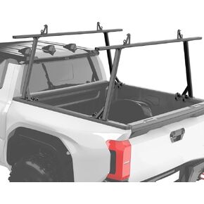 Universal Truck Ladder Rack Compatible with Full Size and Mid Size Pickup Trucks (No Drilling) Textured Black(2pcs)