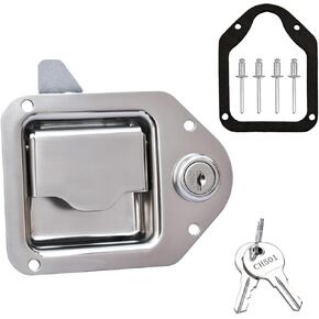 Truck Tool Box Latch Replacement Kit- 304 Stainless Truck Toolbox Lock 4-3/8"x 3-1/4" with Washer,2 Keys for Truck, RV, Trailer, UTV, Campers