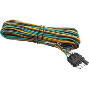 25ft 4 Wire 4-Flat Trailer Light Wiring Harness Extension Kit, Trailer Wiring Harness with 18 Gauge White Ground Wire for Trailers O-016