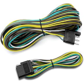 LIMICAR Trailer Wiring Harness Kit, 25ft Trailer Wire with 4 Flat Extension Connector, 4 Pin Flat Wishbond Wiring Light Kit for Utility Boat