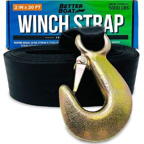 Boat Trailer Winch Strap with Hook Bow Boat Winch Strap Replacement for Hand Crank Trailer Heavy Duty Boat Hook Boat Winch Strap with Hook Towing Boat Trailer Straps 10000Lbs 2" x 20 Feet