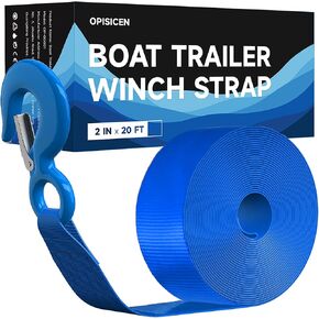 Boat Trailer Winch Strap with Hook 2" x 20'- 10,816lbs Breaking Strength Heavy Duty Hand Crank Strap Replacement for Boat and Jet Ski, Automotive Towing Boat Trailer Strap