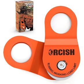 ORCISH 10 Ton Snatch Block, 22,000 LBS Capacity Block and Tackle Pulley System, Work with 0-3/4" Rope, Winch Hook Accessories, Heavy Duty Offroad Recovery Accessory for Truck, Tractor, ATV & UTV
