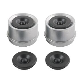 2pcs 1.98" Trailer Axle Dust Cap Cup Grease Cover Hub with Extra 2 Rubber Plugs for Most 2000 to 3500 lb Trailer Dexter EZ Lube Trailer Camper RV Boat, Trailer Axle Wheel Hub and Bearing Dust Cap