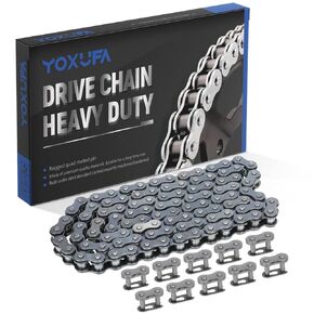 YOXUFA 420 Motorcycle Chain 132 Links for 50 70 90 110 125cc SSR TaoTao Coolster Apollo Baja Kazuma Chinese ATV 4 Wheeler Quad Pit Dirt Bike 212cc Go Kart Mini Bike Powersports Parts W/Chain Breaker