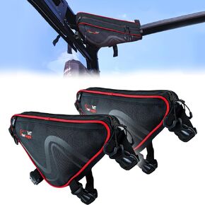StarknightMT 2 Packs Universal UTV Roof Storage Bag, Triangle Bike Bag Waterproof UTV Overhead Bag Fits 1.75" to 2" Roll Bar Compatible with Can Am X3 Commander Defender, Polaris Ranger RZR