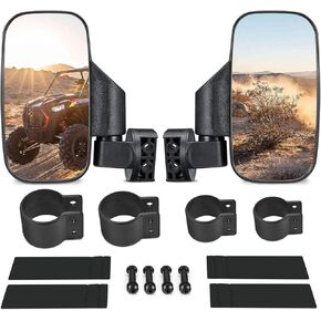 UTV Side Mirrors with 1.75" -2" Roll Bar Cage, UTV Mirrors 360 Degree Adjustable SXS Mirrors Compatible with Polaris RZR Kawasaki Teryx Mule Pioneer Yamaha Rhino YXZ