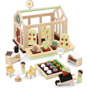 PairPear Wooden Farm Animal Toys Bran Farm Palyset, Kids Red Barn Farm Toys with Farm Animals Figures and Tractor, Educational Stacking Learning Toys Gift for Toddler girls boys 3+